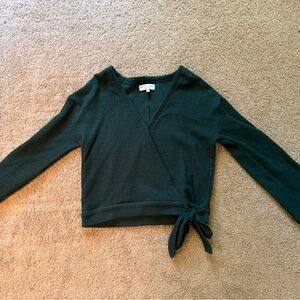 Madewell texture + thread forest green faux wrap top - size S